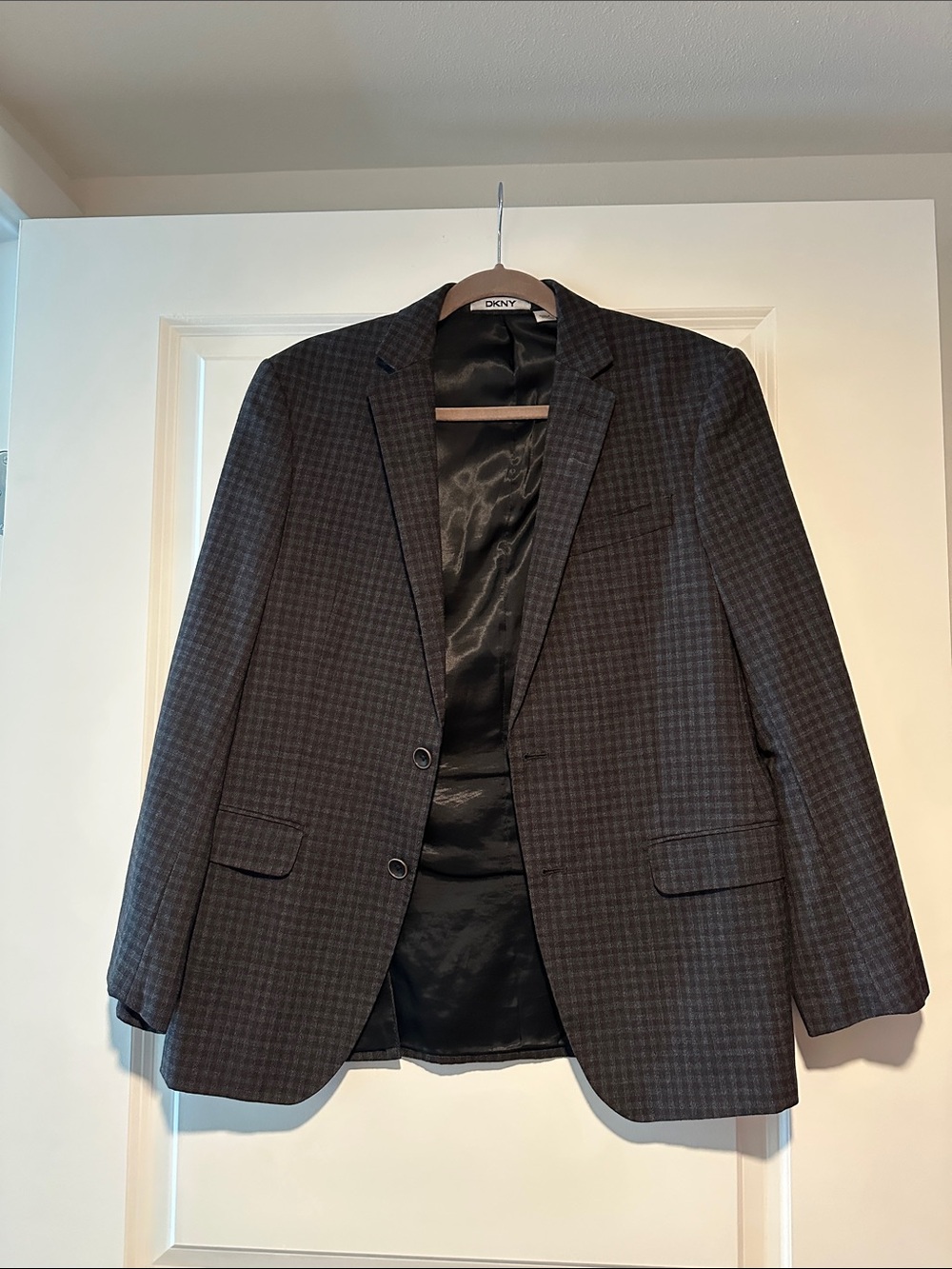 DKNY Men's Charcoal Check Blazer